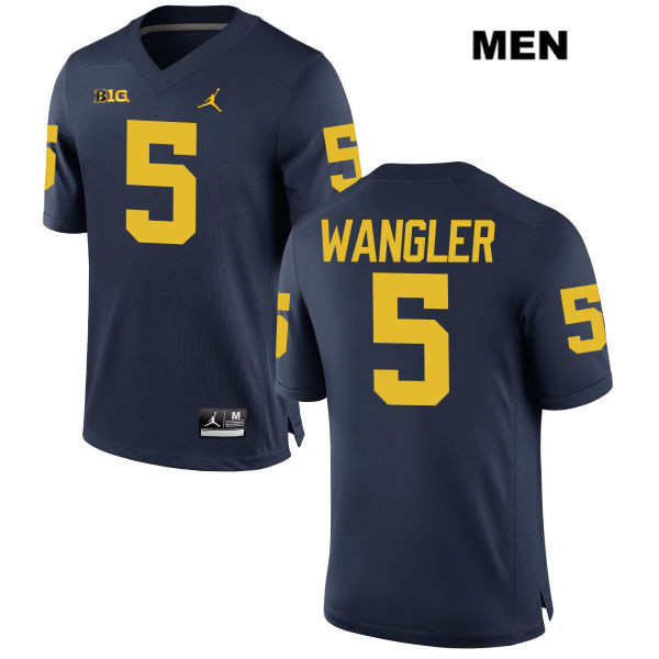 Men's NCAA Michigan Wolverines Jared Wangler #5 Navy Jordan Brand Authentic Stitched Football College Jersey EO25C52ZT